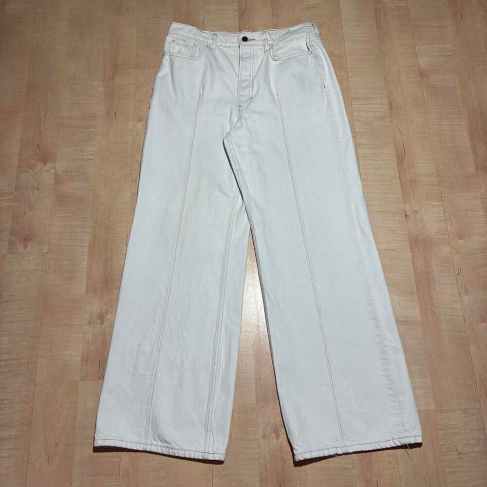 Banana Republic Front-Seam Wide Leg Denim Pants Off-White Size 32